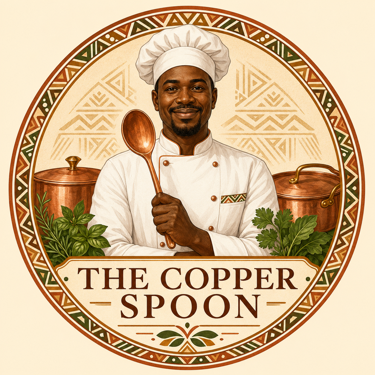 The Copper Spoon chef holding a wooden spoon